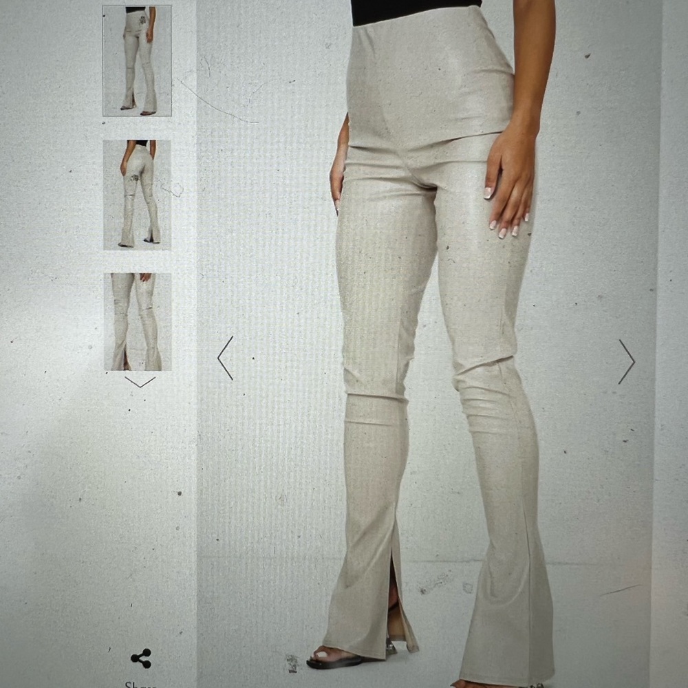 Cream faux leather pants